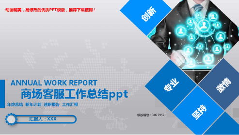 【推荐】2018年商场客服工作总结ppt述职报告【实用ppt】