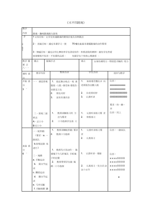 七年级体育与健康上册《水平四跳绳》教学设计