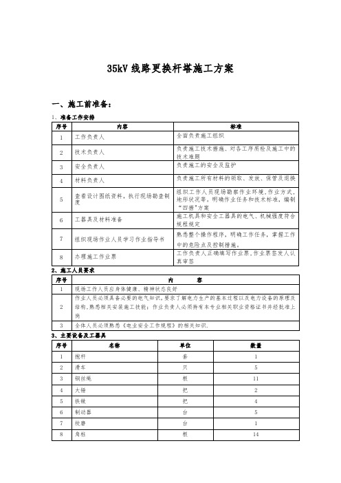 更换35kV杆塔施工方案