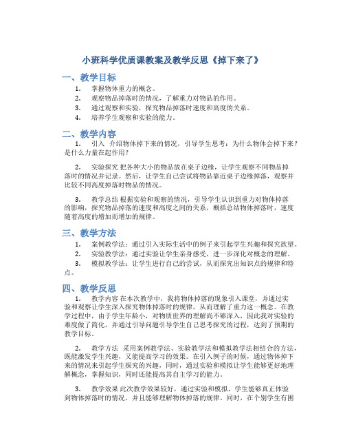 小班科学优质课教案及教学反思《掉下来了》