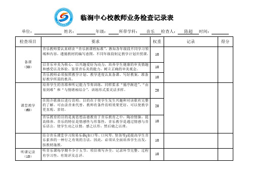 音乐教师业务检查记录表