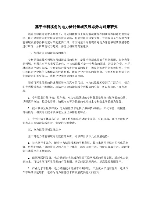 基于专利视角的电力储能领域发展态势与对策研究