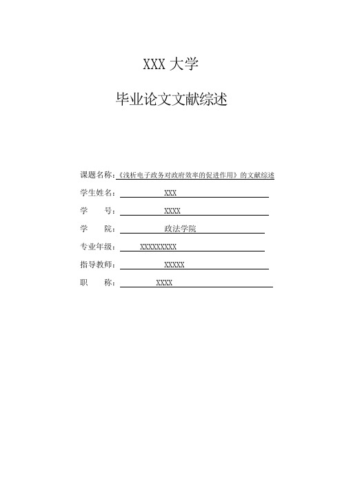 《浅析电子政务对政府效率的促进作用》的文献综述