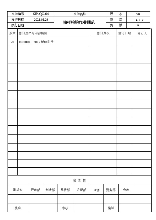 SIP-QC-04 抽样检验作业规范