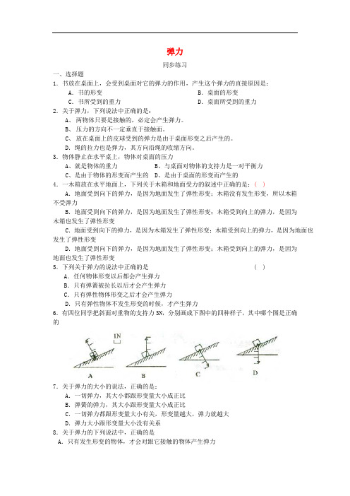 山西省运城市高中物理 第三章 相互作用 3.2 弹力(6)同步练习 新人教版必修1