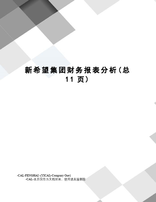 新希望集团财务报表分析