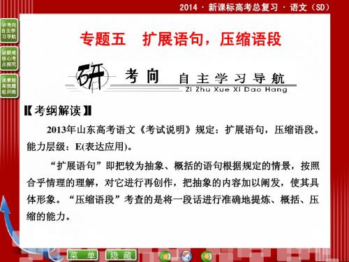 2014届高考语文二轮复习课件 (教师):5.1扩展语句,压缩语段