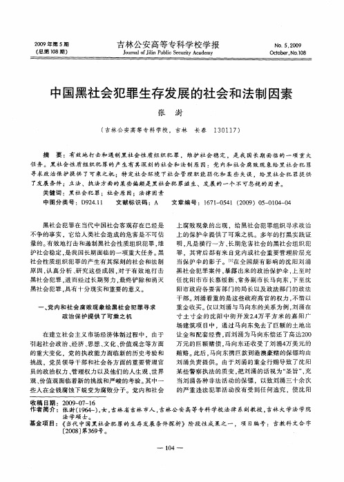 中国黑社会犯罪生存发展的社会和法制因素