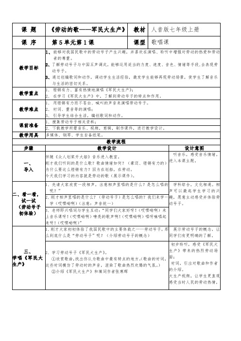 音乐《军民大生产》公开课教案