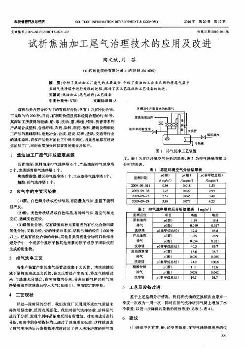 试析焦油加工尾气治理技术的应用及改进