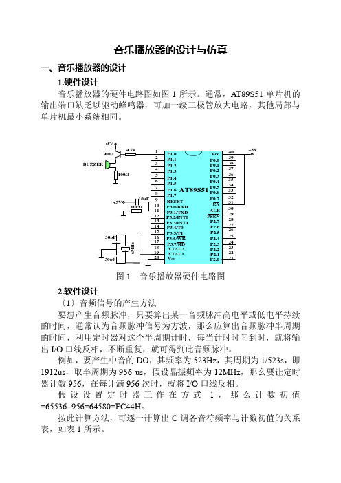 电气自动化技术《音乐播放器的设计与仿真(C51)》