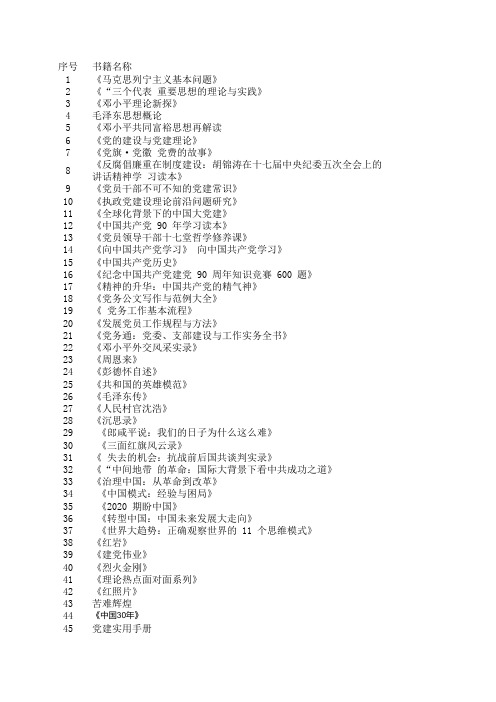 党建书籍 红色书籍目录90本