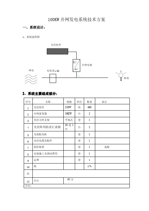 100KW并网发电系统方案