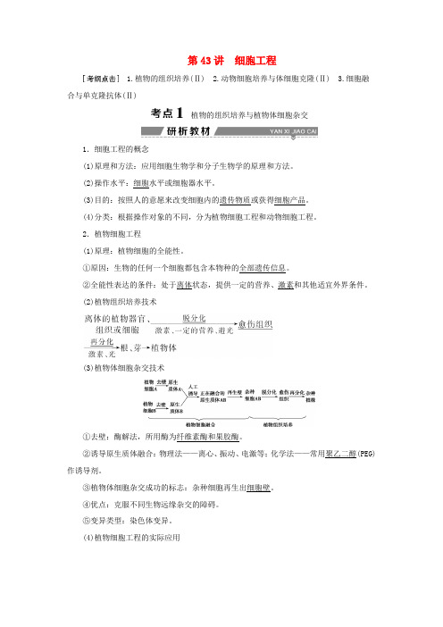 (全国)高考生物大一轮复习 第十二单元 现代生物科技专题 第43讲 细胞工程学案-人教版高三全册生物