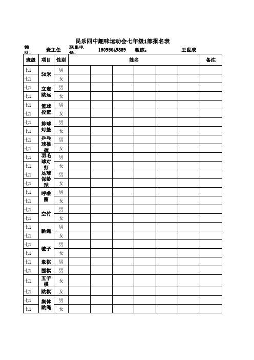 2014趣味运动会报名表