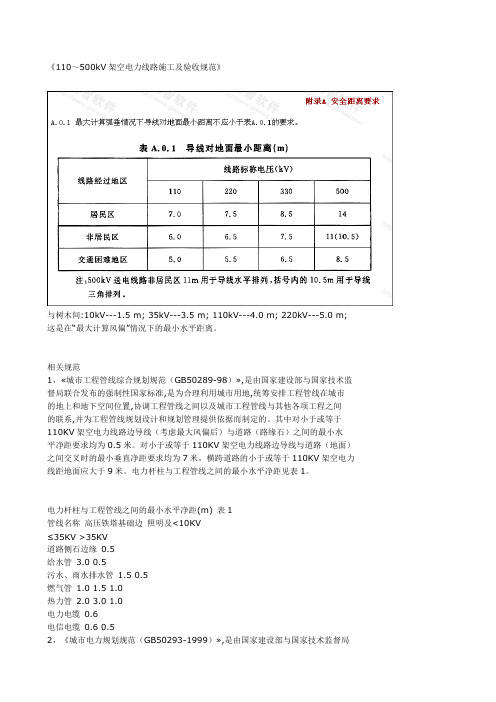 高压架空线路具建筑物的距离要求