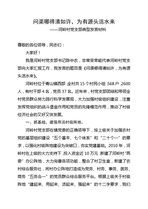 河岭村七一发言材料