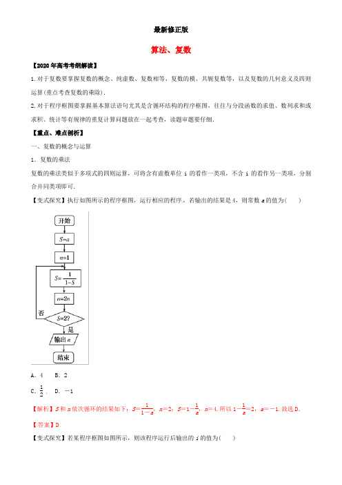 2020年高考数学考纲解读与热点难点突破专题15算法复数_最新修正版