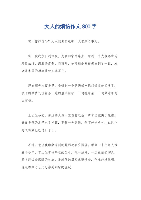 大人的烦恼作文800字