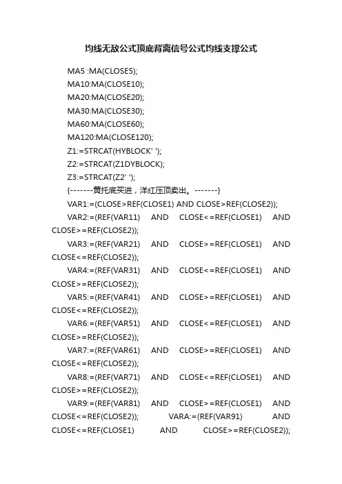 均线无敌公式顶底背离信号公式均线支撑公式