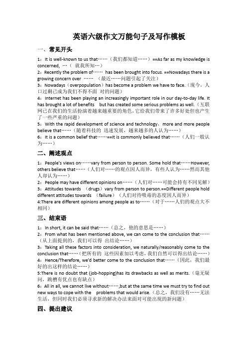 最新版英语六级作文万能句(精品干货)