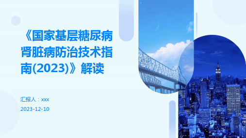 《国家基层糖尿病肾脏病防治技术指南(2023)》解读PPT课件