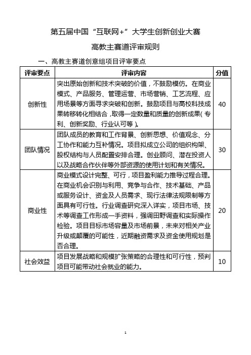 第五届中国“互联网+”大学生创新创业大赛评审规则(正式发布)