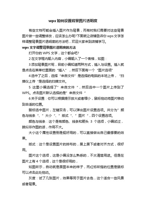 wps如何设置背景图片透明度