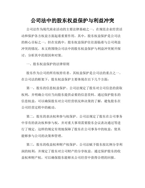 公司法中的股东权益保护与利益冲突