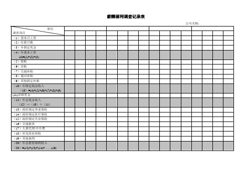 薪酬福利调查记录表