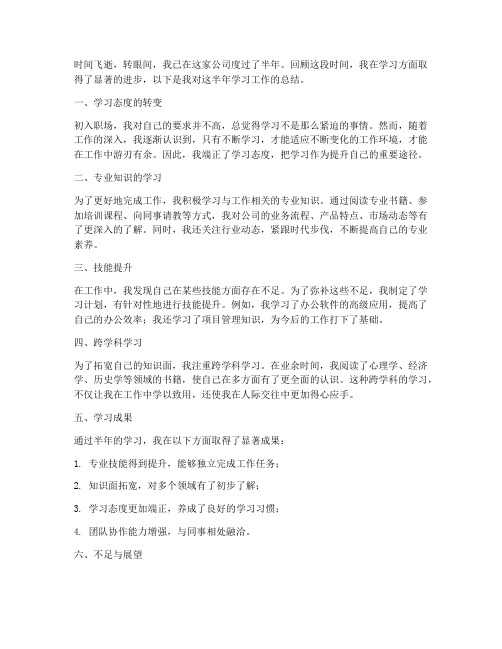 半年工作总结学习方面