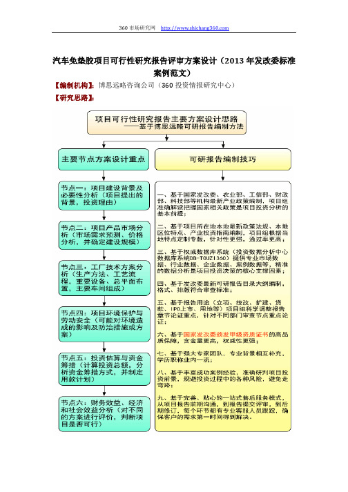 汽车免垫胶项目可行性研究报告评审方案设计(2013年发改委标准案例范文)