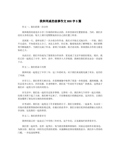 我和同桌的故事作文800字5篇