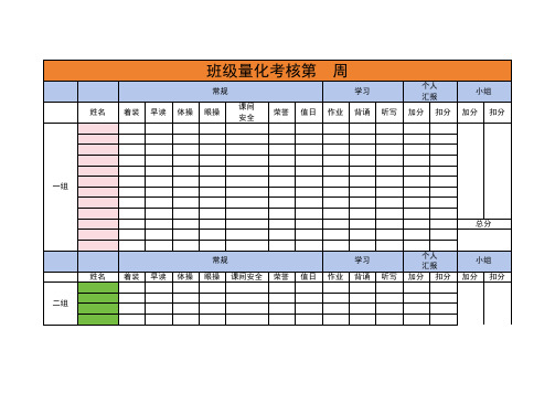 班级周量化考核表