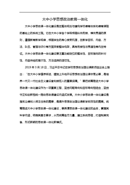 大中小学思想政治教育一体化