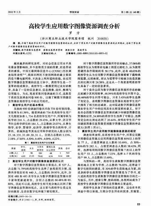 高校学生应用数字图像资源调查分析