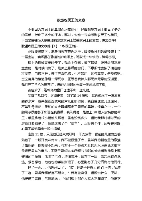 歌颂农民工的文章