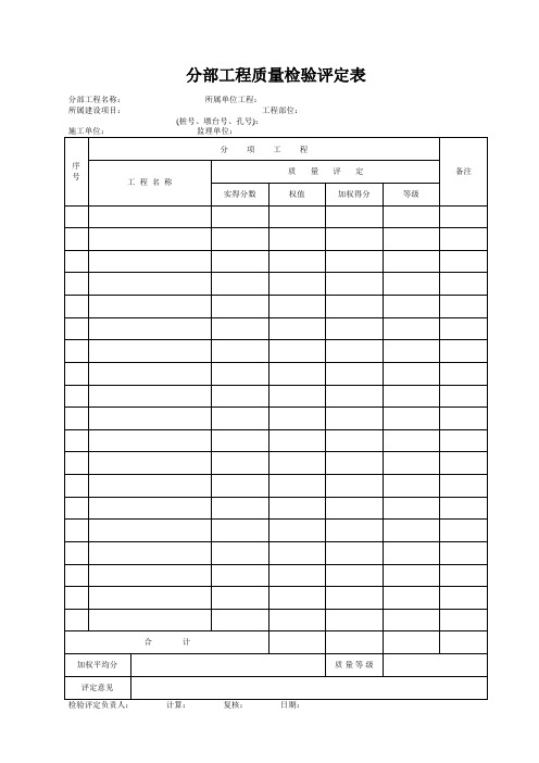 分部工程质量检验评定表