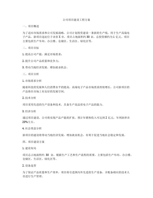 公司项目建设工程方案