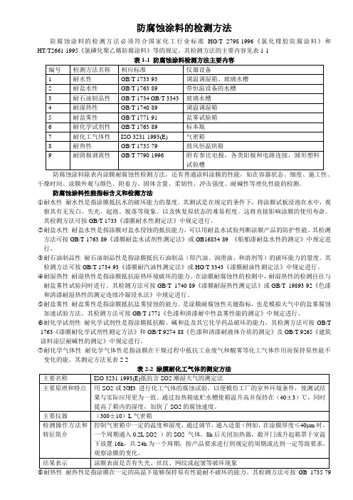 防腐涂料的检测方法