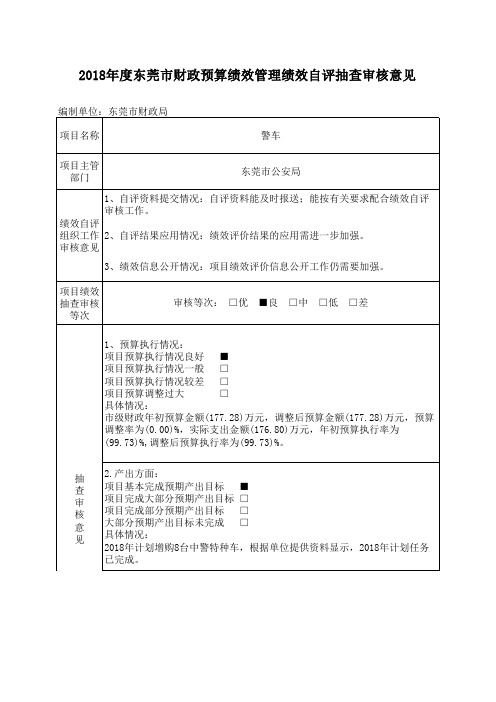 东莞市公安局_警车自评抽查审核意见