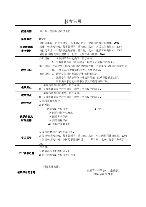 第十章 医药知识产权保护