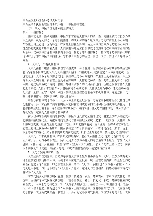 中西医执业助理医师考试大纲