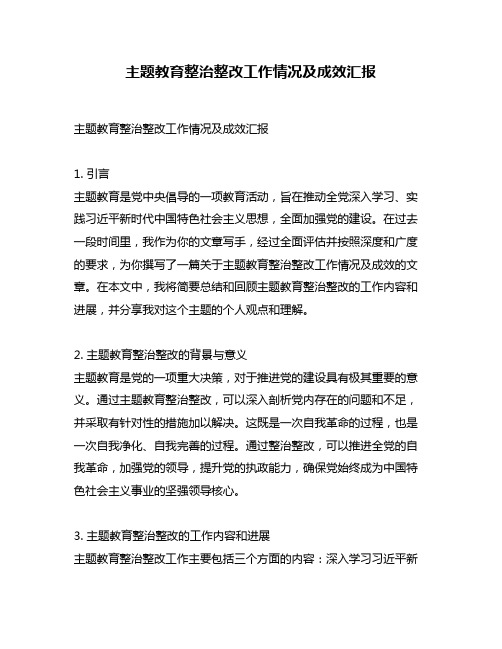 主题教育整治整改工作情况及成效汇报