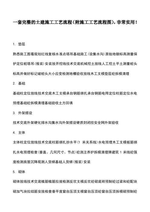 推荐下载：一套完整的土建施工工艺流程(附施工工艺流程图),非常实用!