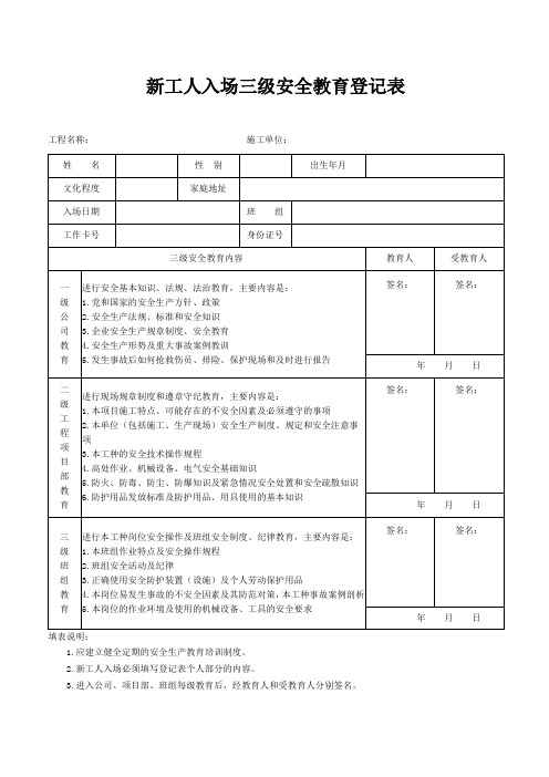 普工安全知识试卷及答案