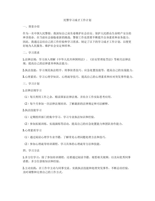 民警学习成才工作计划