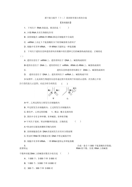 2019-2020学年高一生物人教版必修二课下能力提升：十二Word版含解析