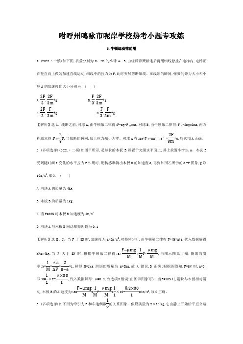 高三物理二轮复习 第二篇 题型专项突破 热考小题专攻练 3 牛顿运动律的用