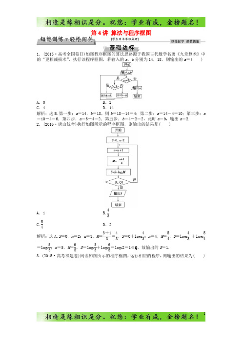 高考数学第10章统计统计案例及算法初步第4讲算法与程序框图知能8-